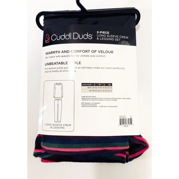 Cuddl Duds Womens Purple Striped Long Sleeve Cozy Pajamas 2 Pc Sets Sz M New - Picture 3 of 9
